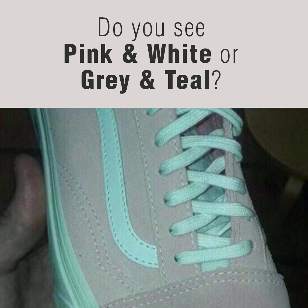 pink and white vs grey and teal shoe